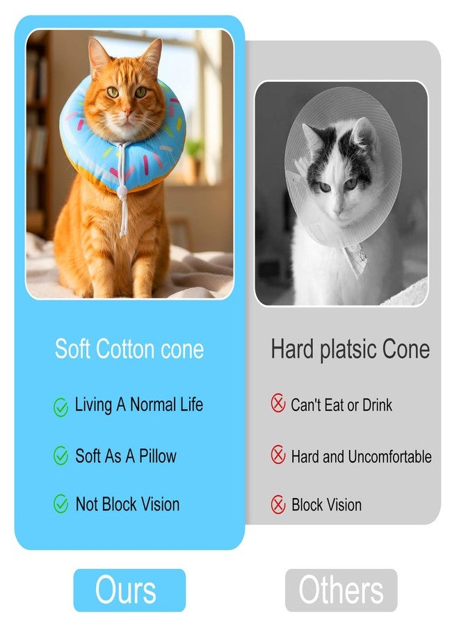 Hpmjz Cat Cone Collar Adjustable Cat Recovery Collar Soft Cone Cute Cats Collars After Surgery Kitten Recovery Cones to Stop Licking Pet Elizabethan Collars for Cats Kittens and Puppies（Blue） - Image 3